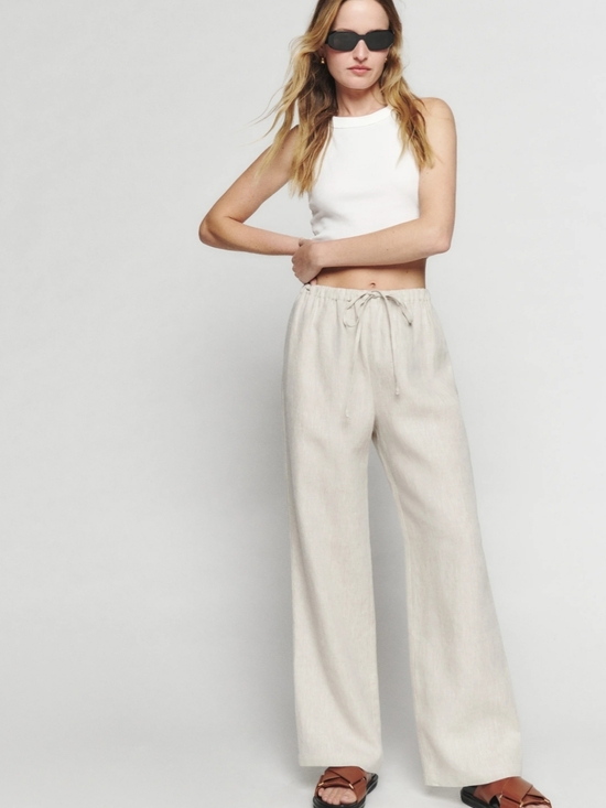 Reformation Pants - Reformation Olina Linen Pant In Oatmeal